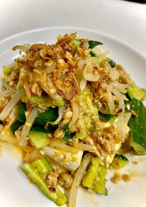 ピリ辛叩き胡瓜そぼろがけ冷奴-レシピのメイン写真