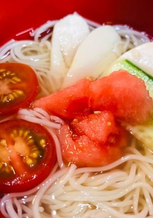 さっぱり鶏ガラの冷やしそうめん-レシピのメイン写真