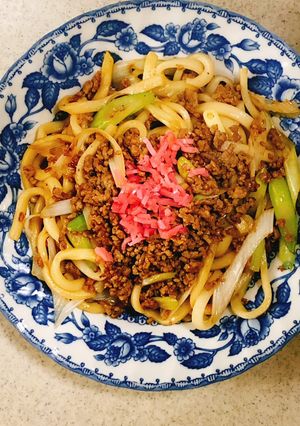 甘辛そぼろの焼うどん-レシピのメイン写真
