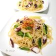 タコとロメインレタスのペペロンチーノ