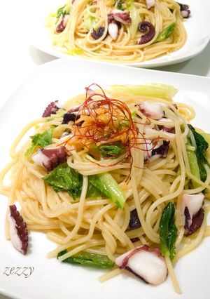 タコとロメインレタスのペペロンチーノ-レシピのメイン写真