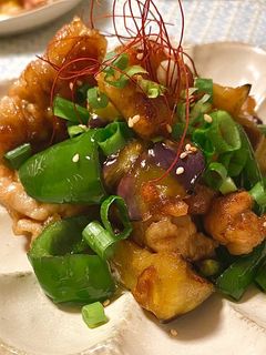 豚こま肉とナスとピーマンのめんつゆ炒め-レシピのメイン写真
