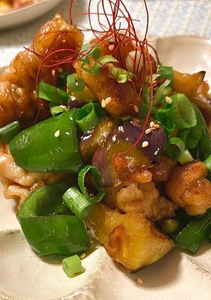 豚こま肉とナスとピーマンのめんつゆ炒め-レシピのメイン写真