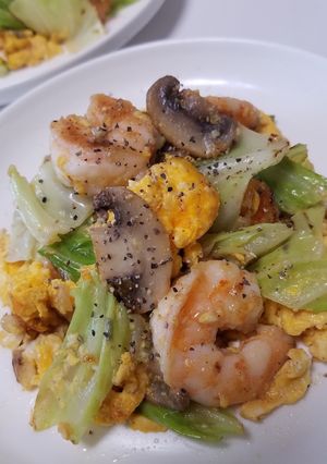 お二人さんの☆エビとキャベツの炒め物！-レシピのメイン写真