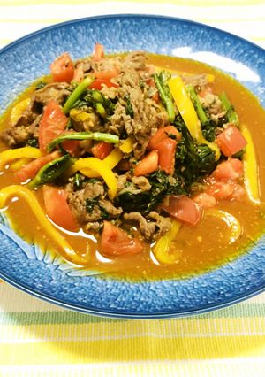 春菊とトマトのプルコギ炒め-レシピのメイン写真