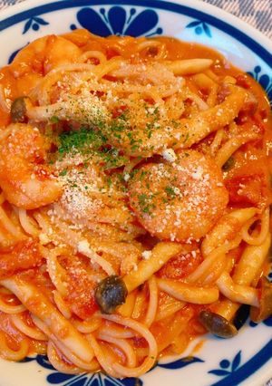 ＊海老としめじのトマトクリームパスタ＊-レシピのメイン写真