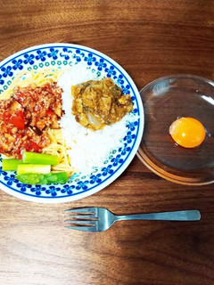 きのこのミートパスタ 鯖キーマカレー-レシピのメイン写真