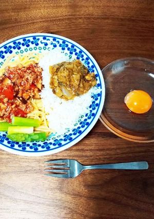 きのこのミートパスタ 鯖キーマカレー-レシピのメイン写真