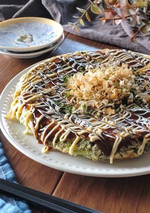 卵なし☆ケールと竹輪のお好み焼き。-レシピのメイン写真