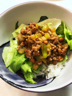 お手軽に腸活!納豆セロリそぼろ丼-レシピのメイン写真