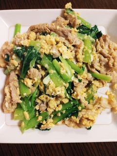 美味しい✨小松菜と豚肉の卵炒め-レシピのメイン写真