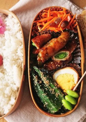 お弁当★旨辛スナップエンドウの豚肉巻き-レシピのメイン写真