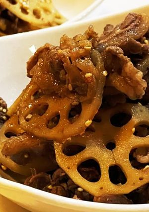 れんこんと牛肉の甘辛炒め-レシピのメイン写真