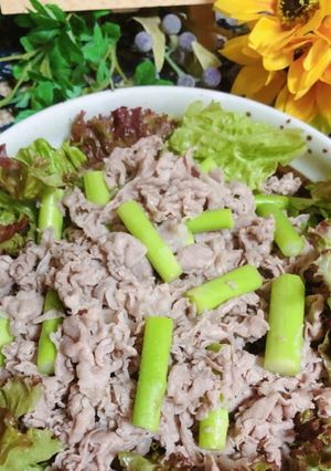簡単♪豚肉とアスパラの塩だれレモン炒め♡-レシピのメイン写真