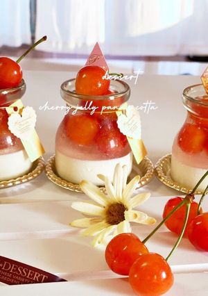 フルーツゼリー♡パンナコッタ♡さくらんぼ-レシピのメイン写真
