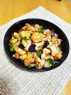 鶏とナスピーマン玉ねぎの甘酢炒め-レシピのメイン写真