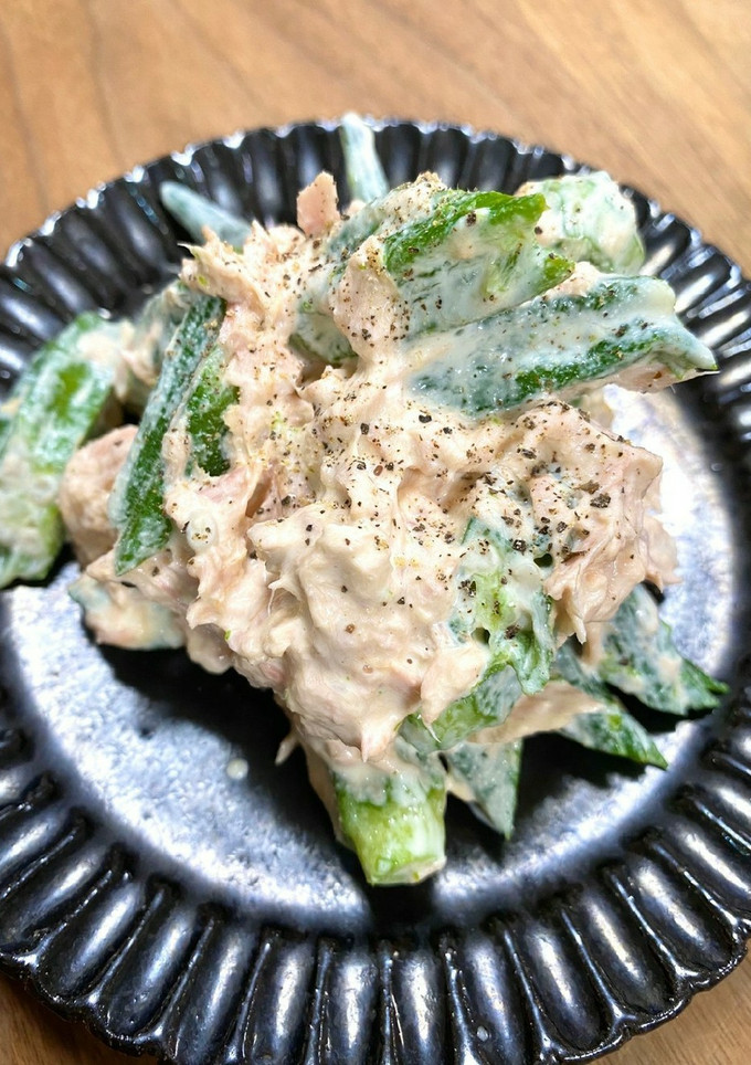 簡単副菜✽オクラとツナのコンソメマヨ和え-レシピのメイン写真
