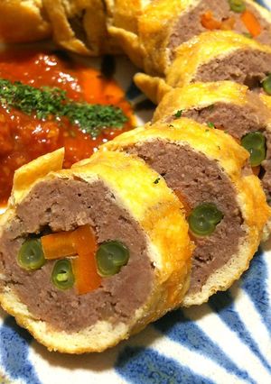 レンジで簡単◎油揚げと生ハンバーグ肉巻き-レシピのメイン写真