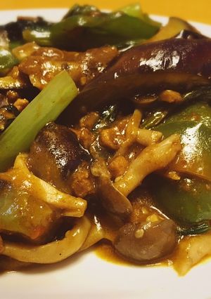 なすピーマンしめじ炒めレトルトカレー和え-レシピのメイン写真