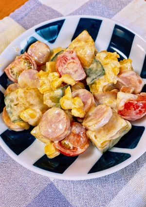 ホットでも美味しい！簡単カボチャのサラダ-レシピのメイン写真