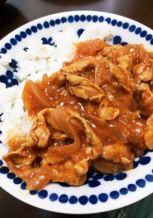 豚コマ＊ハヤシライス風ポークチャップ-レシピのメイン写真