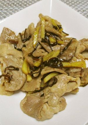 おひとりさまの豚小間で塩昆布生姜焼き-レシピのメイン写真