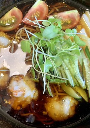 海老の白玉だんごのせ涼麺-レシピのメイン写真