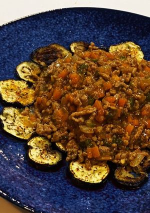 ヘルシー☆茄子のひき肉カレーのせ-レシピのメイン写真