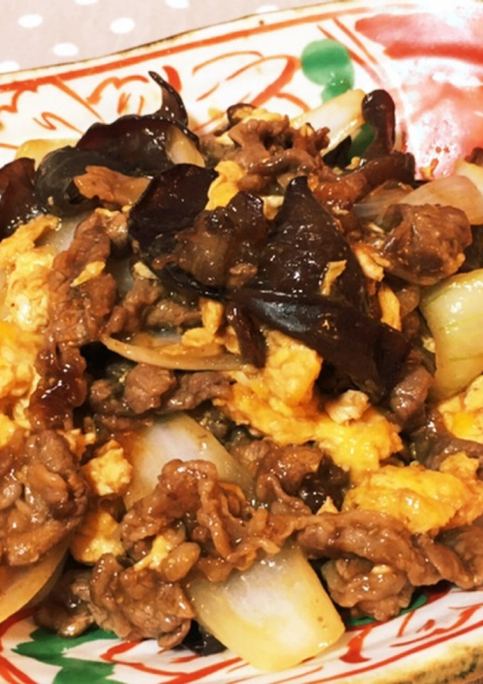 牛コマとキクラゲと玉子の炒め物-レシピのメイン写真