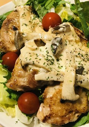 鶏肉のクワトロステーキ☆茸＆チーズソース-レシピのメイン写真