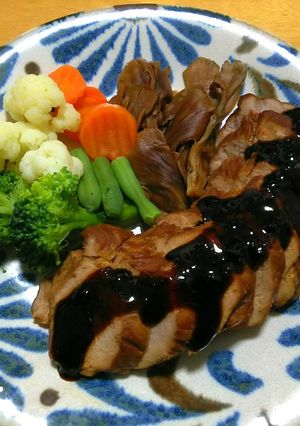 レンジで簡単＠舞茸で軟らかローストポーク-レシピのメイン写真