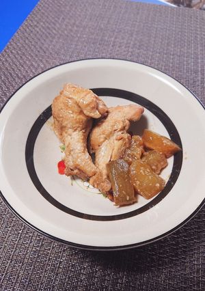 摘果メロン冬瓜手羽元炊飯器味噌にんにく煮-レシピのメイン写真