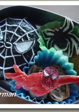 キャラ弁☆簡単　「黒いスパイダーマン♪」-レシピのメイン写真
