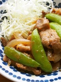 豚こまとスナップエンドウの生姜焼き♪-レシピのメイン写真