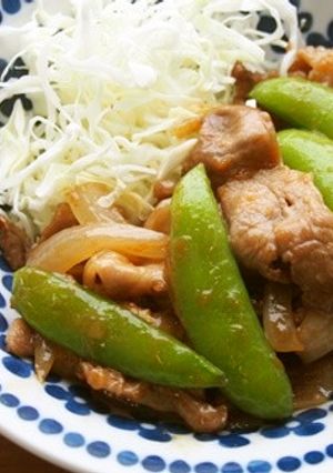 豚こまとスナップエンドウの生姜焼き♪-レシピのメイン写真