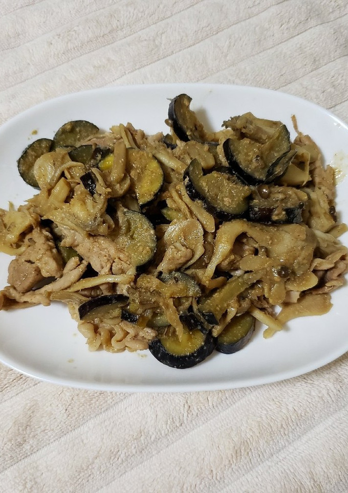 超簡単！豚肉とナスときのこのごま味噌炒め-レシピのメイン写真