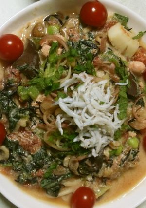 具沢山豆乳トマトクリームソースパスタ-レシピのメイン写真