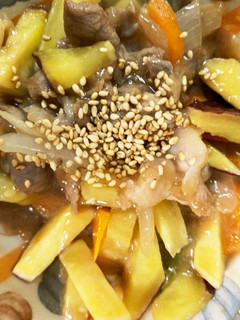 全てレンジさつま芋豚こまオイ酢青椒肉絲風-レシピのメイン写真