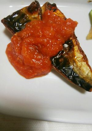 鯖の塩焼き☆トマトガーリックソース-レシピのメイン写真