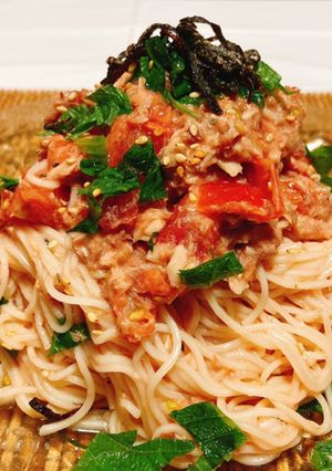簡単。トマトとサバ缶の和えそうめん-レシピのメイン写真