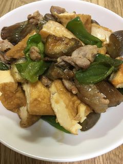 厚揚げ、茄子、ピーマン、豚肉の甘辛炒め-レシピのメイン写真
