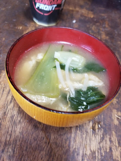 今日の味噌汁☆チンゲン菜、もやし、油揚げ-レシピのメイン写真
