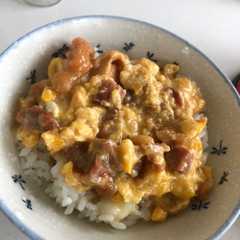 รูปของ 簡単焼鳥缶で親子丼