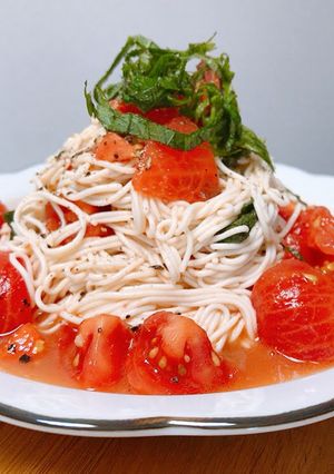 アンチョビとトマトのとうふそうめん風-レシピのメイン写真