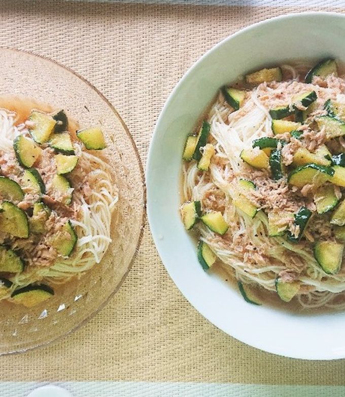 簡単☆ズッキーニとツナのそうめん-レシピのメイン写真