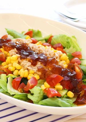 ぽん酢ジュレで◎ひんやり彩りサラダ-レシピのメイン写真