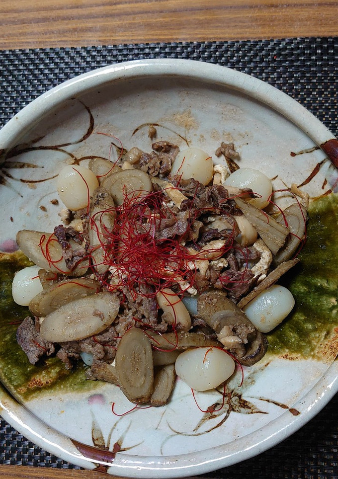 ヨウサマの減塩牛肉とゴボウと蒟蒻の煮物-レシピのメイン写真