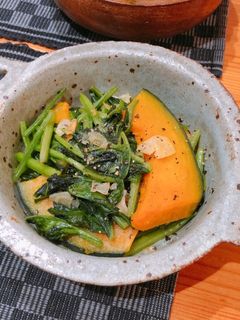 ほうれん草とかぼちゃのガーリック炒め-レシピのメイン写真