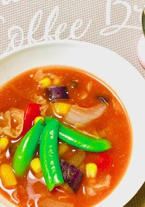 夏野菜たっぷりのアツアツ味噌スープ-レシピのメイン写真