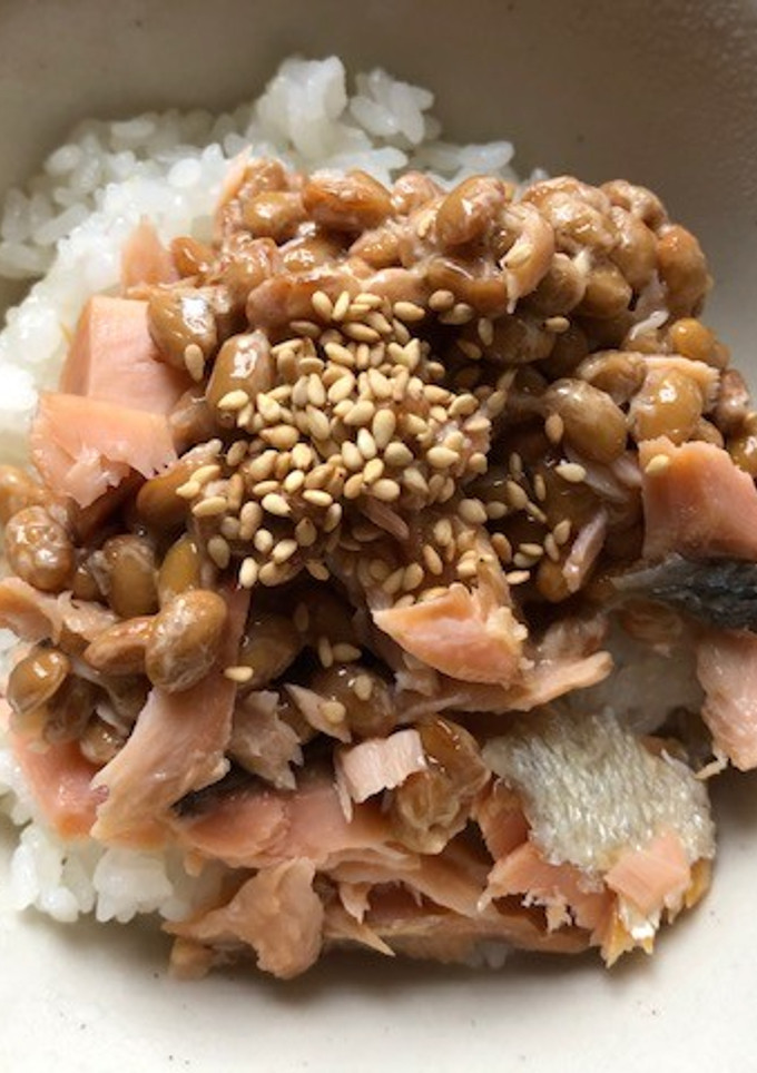 納豆と鮭の生姜煮のご飯-レシピのメイン写真